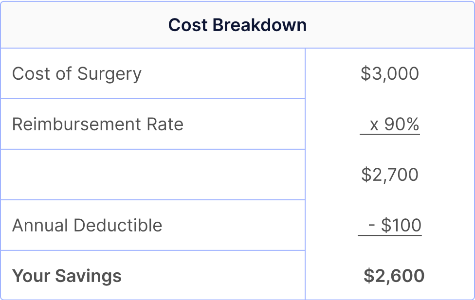 Cat Surgery Cost Breakdown A cost breakdown of surgery for a cat shows that you could save $2,600 with cat insurance.